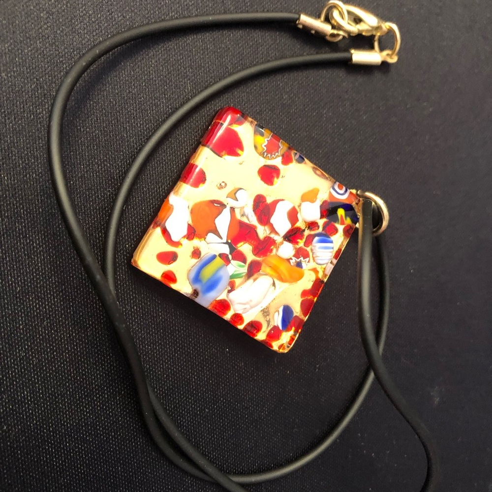 MURANO stamped glass pendant with box Autumn Colors